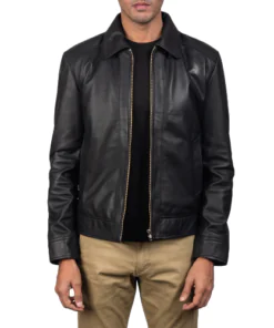 Black Bomber Leather Jacket
