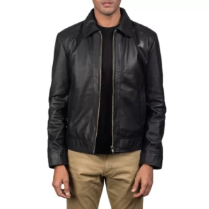 Black Bomber Leather Jacket