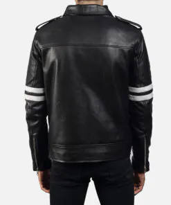 Alternative view of Black Bomber Leather Jacket For Mens