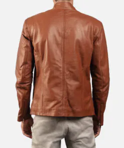 Alternative view of Brown Leather Biker Bomber Jacket