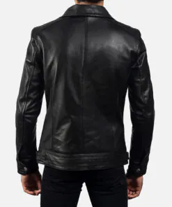 Alternative view of Men's Real Leather Bomber Jacket Black