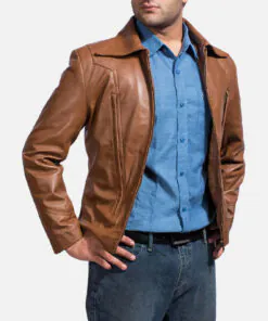 Old School Brown Bomber Leather jacket - Image 4