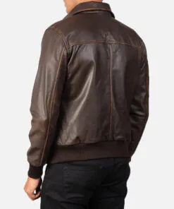 Alternative view of Mens' Aaron Brown Leather Bomber Jacket