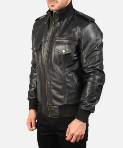 Agent Shadow Mens Brown Leather Bomber Jacket - Image 8