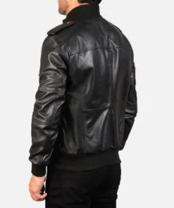 Agent Shadow Mens Brown Leather Bomber Jacket - Image 9