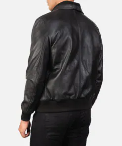 Alternative view of Air Rolf Black Leather Bomber Jacket