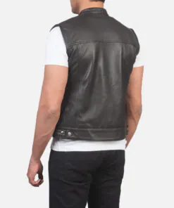 Atlas Moto Mens Brown Leather Vest - Image 2