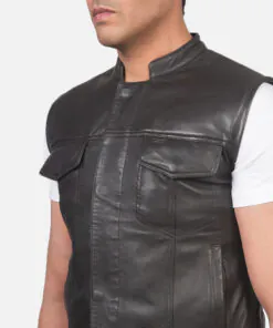 Atlas Moto Mens Brown Leather Vest - Image 5