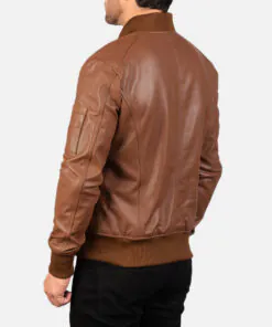 Alternative view of Men's Bomber Leather Jackets in Brown, Blue and Black