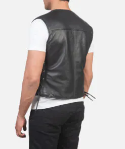 Alternative view of Mens Brandon Black Leather Vest