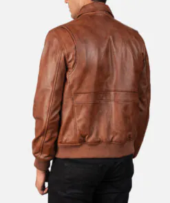 Mens Brown A2 Leather Bomber Leather Jacket - Image 3