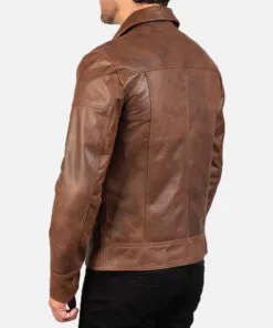 Alternative view of Bomber Brown Leather Biker Jacket