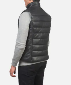 Alternative view of Mens Black Leather Puffer Vest